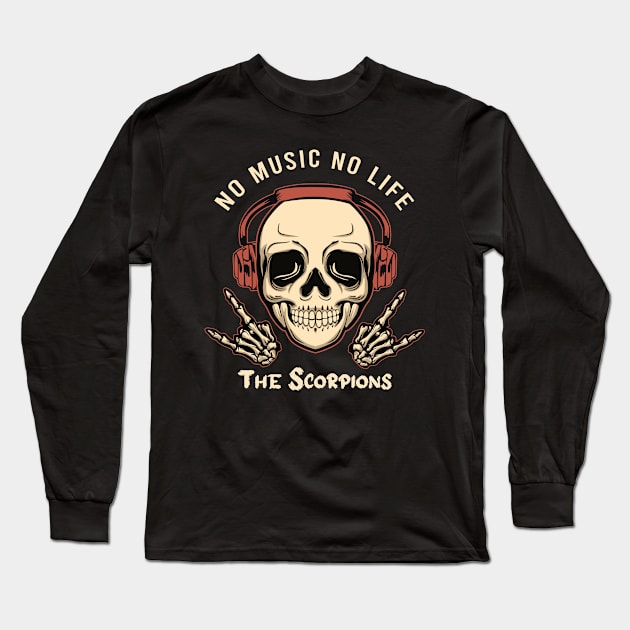 No music no life Skull Long Sleeve T-Shirt by PROALITY PROJECT